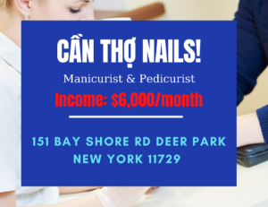 Picture of Cần thợ nails ở tiệm TOP NY FASHION NAILS at New York, 11729  Income/month: $6000